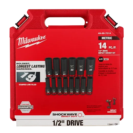 14PC SHOCKWAVE Impact Duty™ 1/2" Drive Metric Deep 6 Point Socket Set