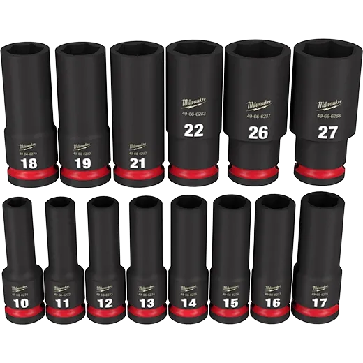 14PC SHOCKWAVE Impact Duty™ 1/2" Drive Metric Deep 6 Point Socket Set - Image 2
