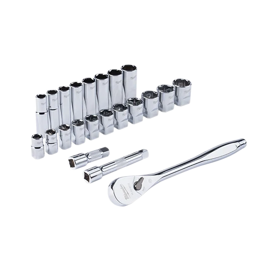22 pc 1/2" Drive SAE Ratchet and Socket Set with FOUR FLAT™ Sides - Image 2