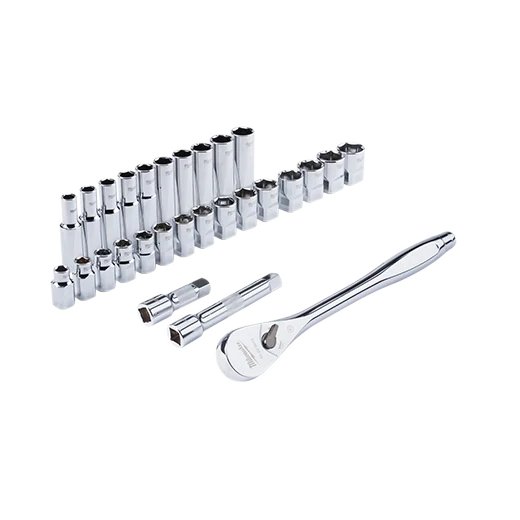 28 pc 1/2" Drive Metric Ratchet and Socket Set with FOUR FLAT™ Sides - Image 2