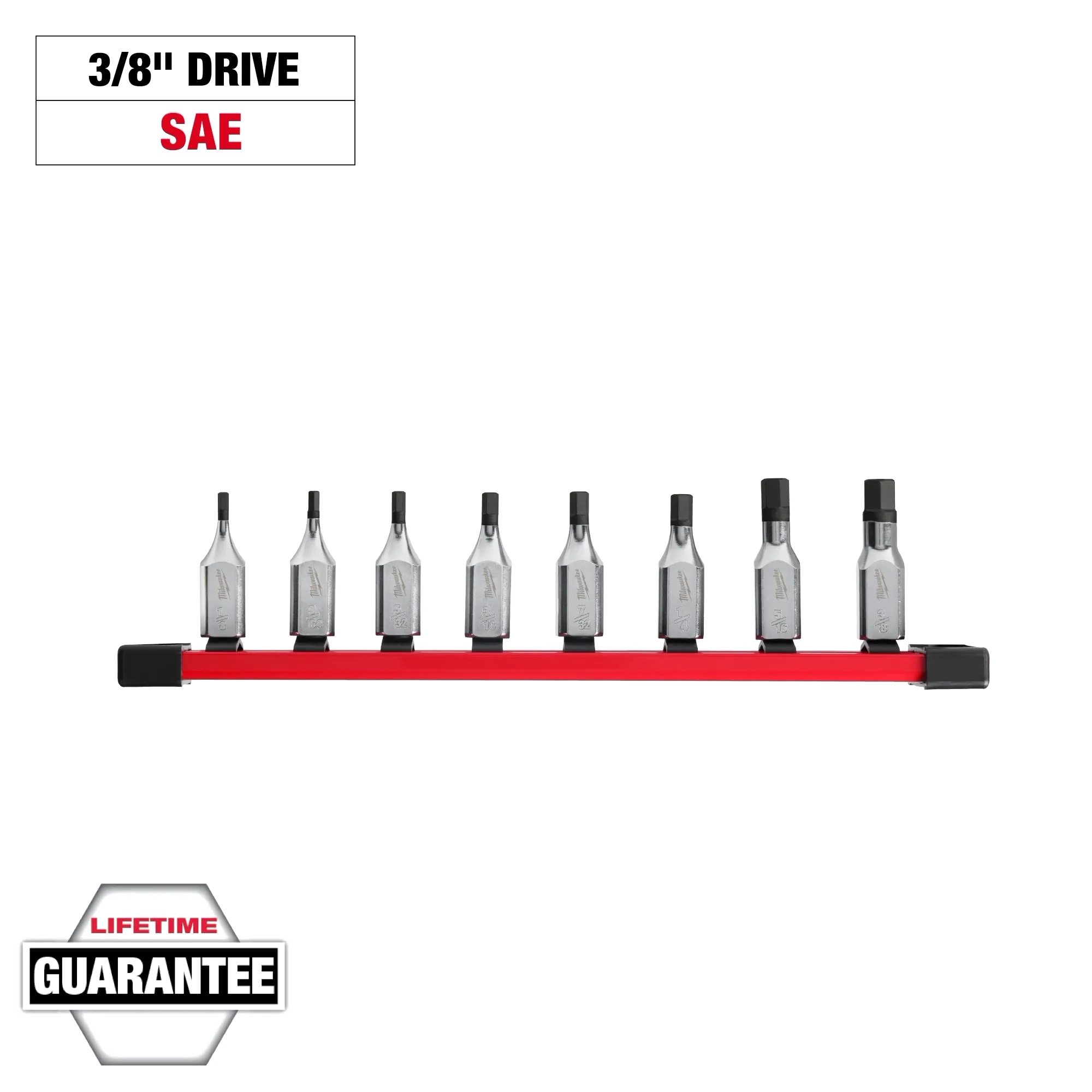 8pc 3/8" Drive Hex Bit Socket Set - SAE