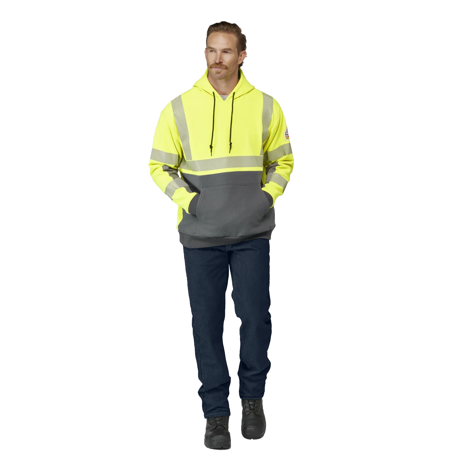 Bulwark Men's Hi-Visibility Color Block Pullover Fleece Sweatshirt - Image 3