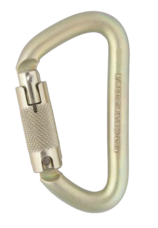 CARABINER 12mm Steel Offset D Kwiklock Gold