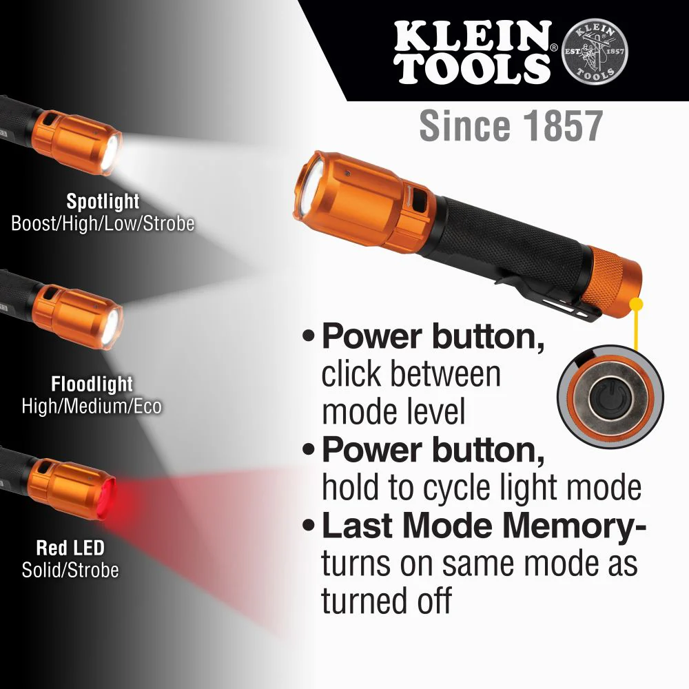 KLEIN Rechargeable 2-Color LED Flashlight with Holster - Image 3
