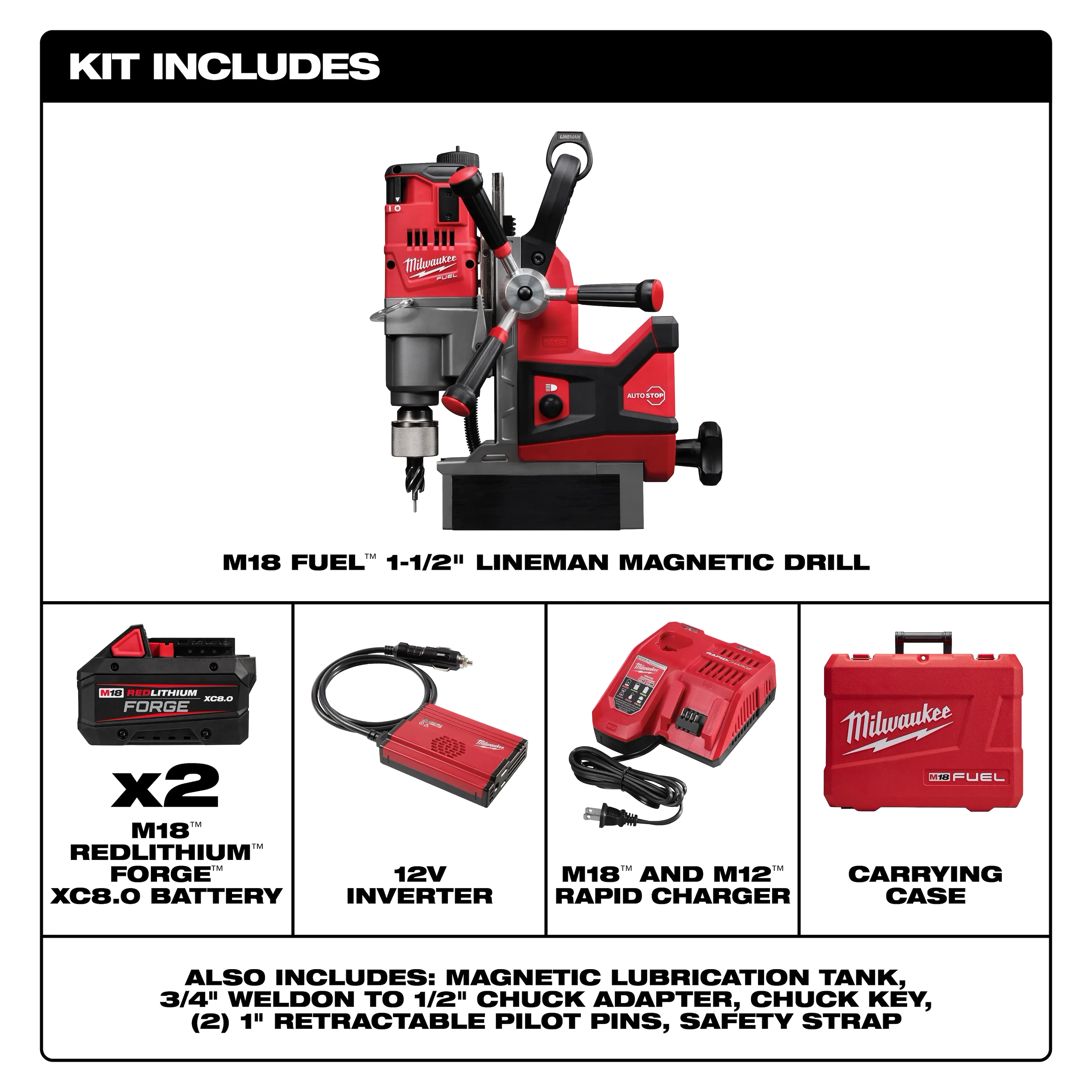 Milwaukee M18 FUEL 1-1/2" Lineman Magnetic Drill High Demand™ Kit - Image 3