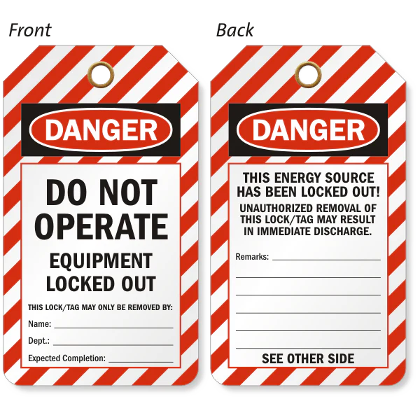 OSHA Danger Lockout Tag – Do Not Operate, Pack of 25