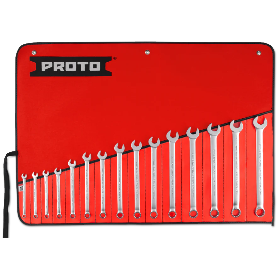 15pc 7mm - 21mm Satin Combo Metric Wrench Set 12 PT